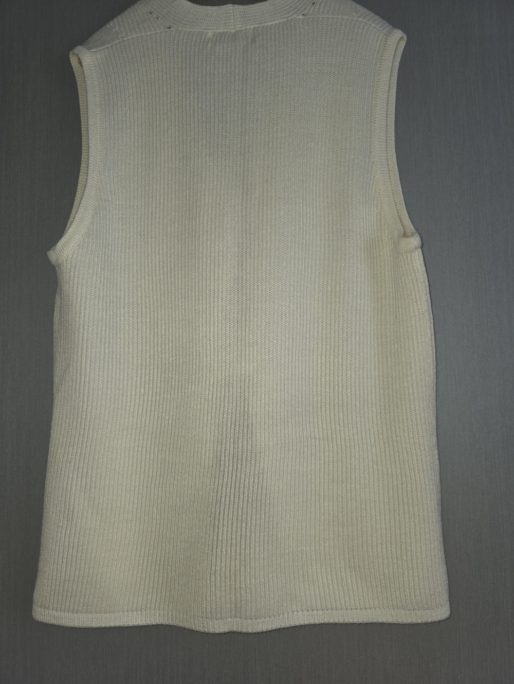 Vintage Cream Wool Blend  Knit Button-Front Women's Sweater Vest Sz Large - Picture 2 of 7
